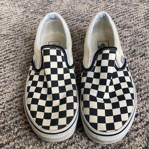 Checkered slip on vans